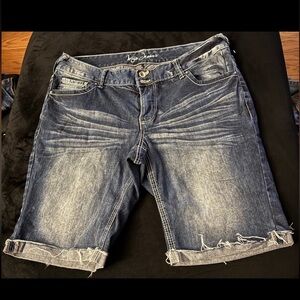 Ariya Blue Jean Shorts Distressed Bermuda Style